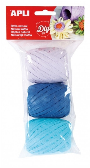Apli Pack de 3 Ovillos de Rafia Natural Marine