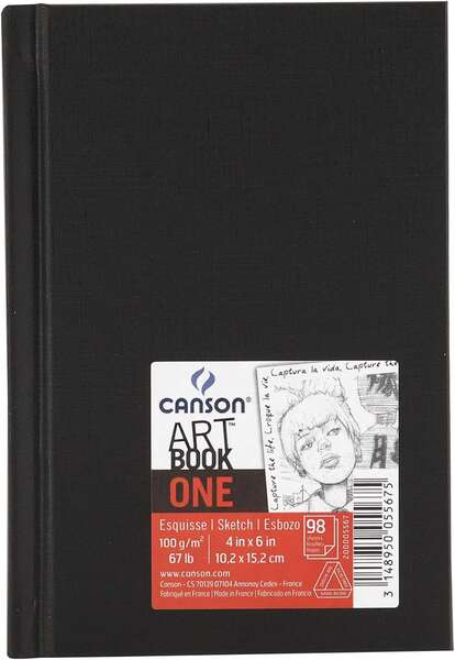Canson Sketch One Fino Cuaderno de Dibujo A6 con 98 Hojas 100g 10.1x15.2cm - Blanco
