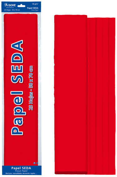 Papel seda Rojo, 25 hojas de 50x70 cm