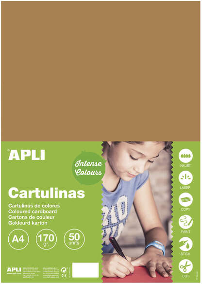 PACK 50 Cartulinas A4 Apli de 170g - Avellana