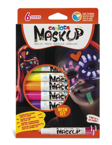 Carioca Mask Up Pack de 6 Colores para la Piel en Barra Neon - Fluorescentes con Luz Ultravioleta