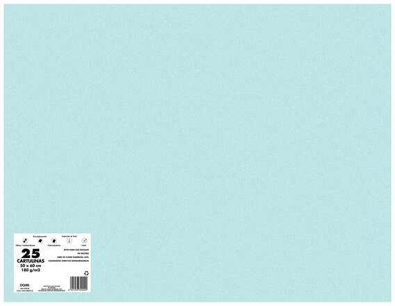 PACK 25 Cartulinas 50x65 cm 180gr AZUL SADO. 