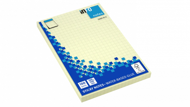 Bloc de 100 Notas Adhesivas con Cuadricula de 150 x 100mm