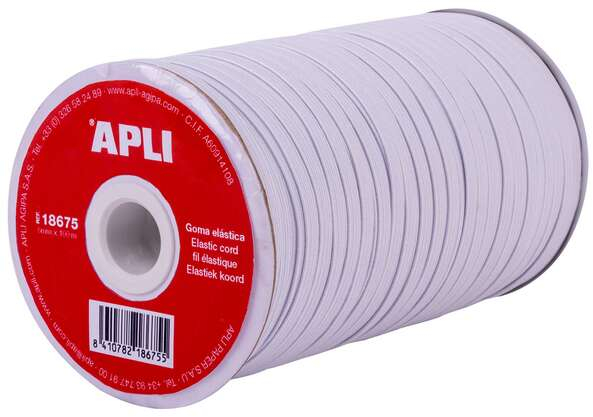 Apli Bobina de Cuerda Elastica Plana 5mmx100m - Facil de Cortar y Atar