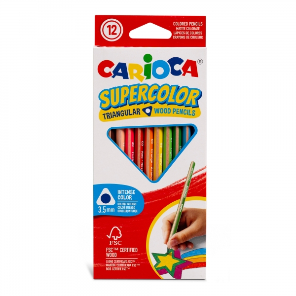 Carioca Supercolor Pack de 12 Lapices de Madera - Cuerpo Triangular