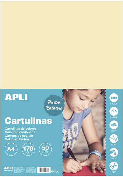 PACK 50 Cartulinas A4 Apli de 170g - Marfil