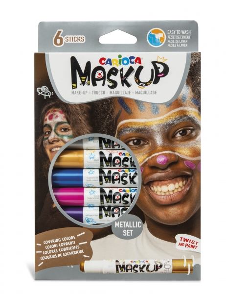 Carioca Mask Up Pack de 6 Colores Metalicos para la Piel - y Lavables 