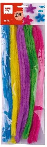 Apli Kids Bolsa de 15 Limpiapipas Colosal - Flexibles y Suaves - Medidas 15x300mm - Colores Surtidos