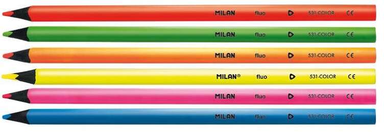 Imagen extra Milan Fluo Pack de 6 Lapices Triangulares de Colores