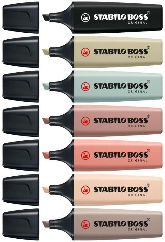 Imagen extra PACK 8 Marcadores Stabilo Boss Naturecolors (Siena, Beige, Ocre Oscuro, Gris Calido, Verde Barro, Verde Tierra y 2 Negros)
