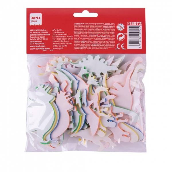 Imagen extra Apli Pack de 40 Dinosaurios Adhesivos de Goma EVA 