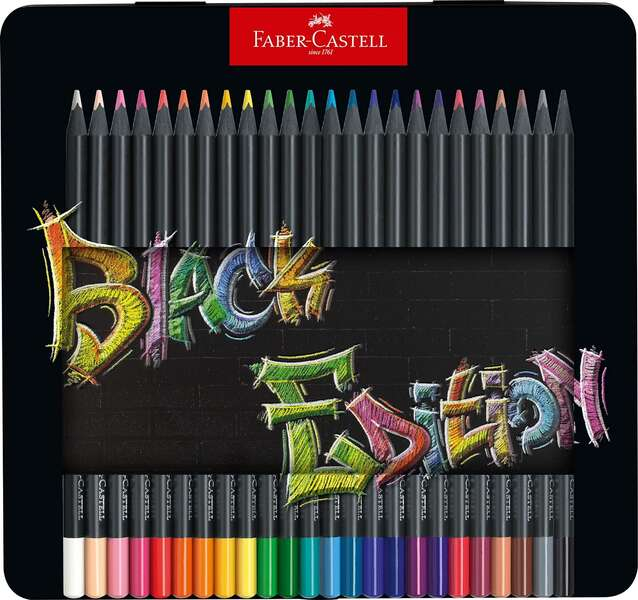 Faber-Castell Black Edition Caja Metalica de 24 Lapices de Colores 
