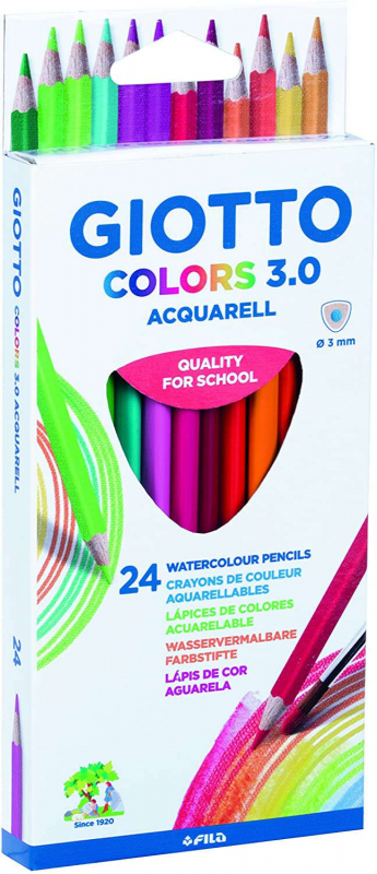 Giotto Colors Acquarell 3.0 Pack de 24 Lapices Triangulares de Colores Acuarelables