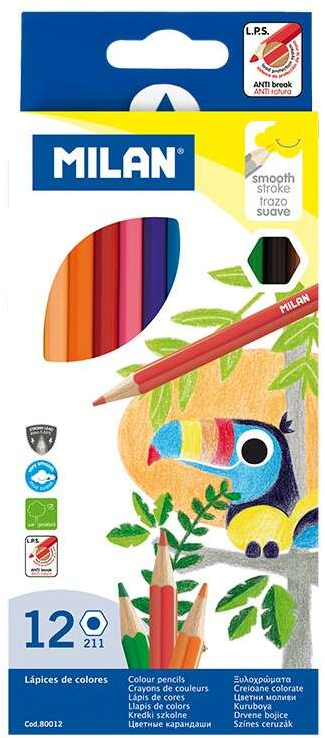 Milan Pack de 12 Lapices Hexagonales de Colores
