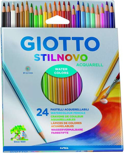 Giotto Stilnovo Acquarell Pack de 24 Lapices de Colores Acuarelables Hexagonales