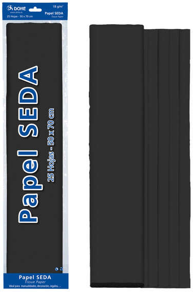 Papel seda Negro, 25 hojas de 50x70 cm