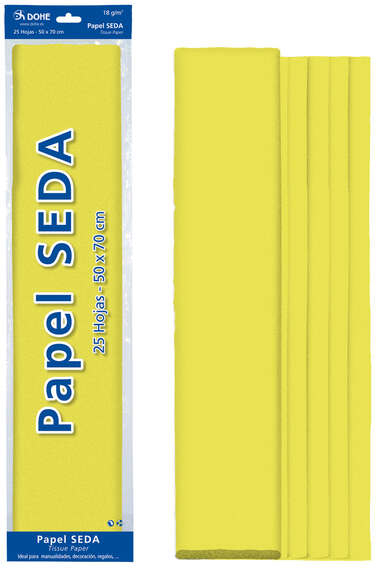 Papel seda Amarillo, 25 hojas de 50x70 cm