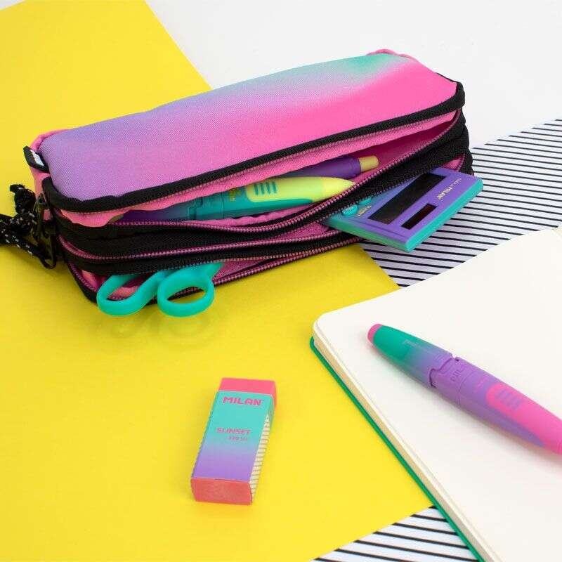 Imagen extra Milan Sunset Estuche Portatodo 3 Compartimentos - 22x11x6.5cm - Rosa