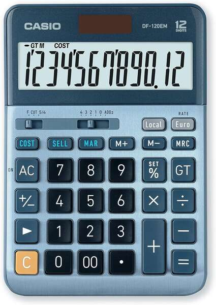 Imagen extra Casio DF-120EM Calculadora de Sobremesa - Pantalla Extragrande de 12 Digitos - Azul