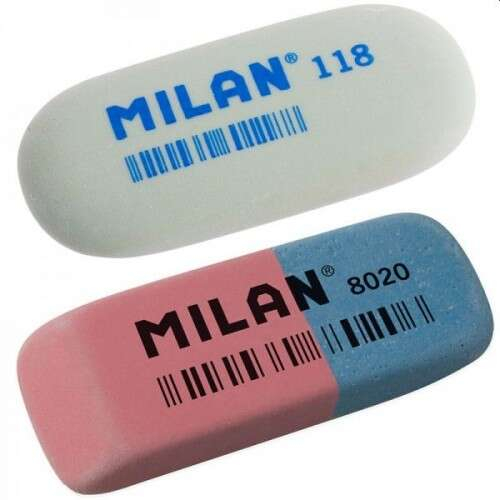 Imagen extra Milan Pack de 2 Gomas de Borrar (Goma 8020 biselada doble + Goma 118 Ovalada)