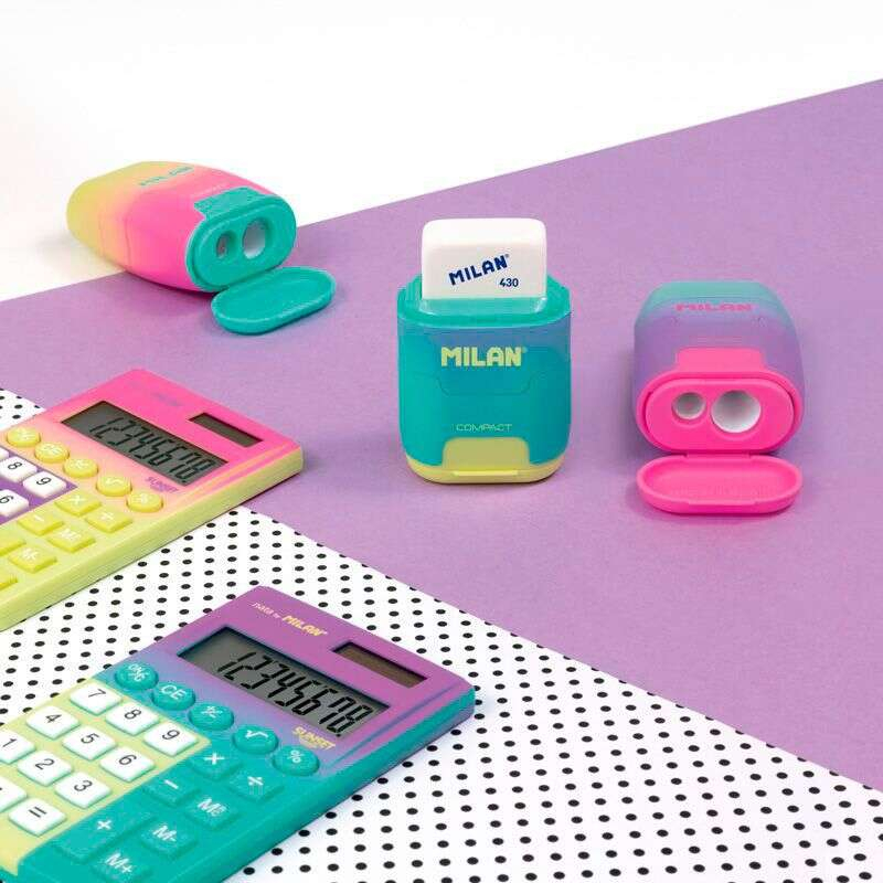 Imagen extra Milan Compact Sunset Afilaborra Compact con 2 Gomas de Borrar - Sacapuntas Doble