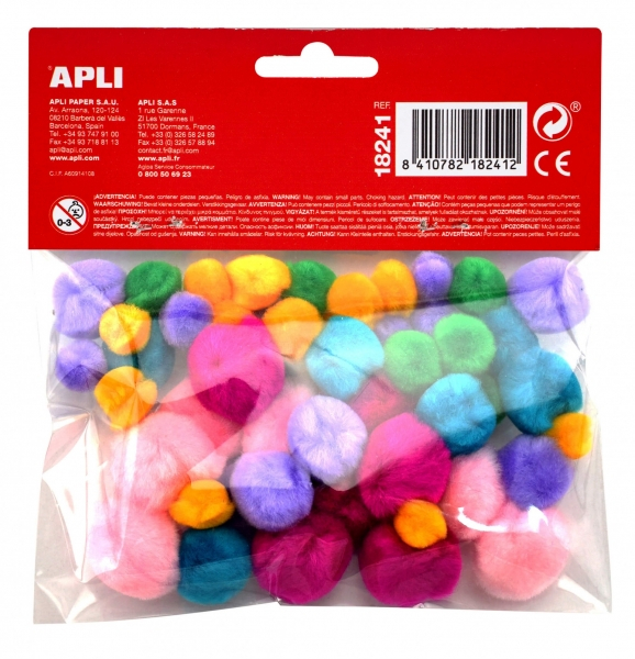 Imagen extra Apli Pack de 50 Pompones de Tacto Suave - Colores Surtidos