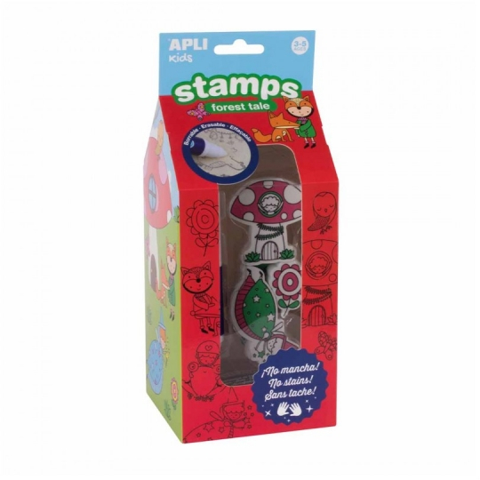 Apli Set de Sellos Magic Forest Kids - Tinta Borrable - No Toxica - Lavable