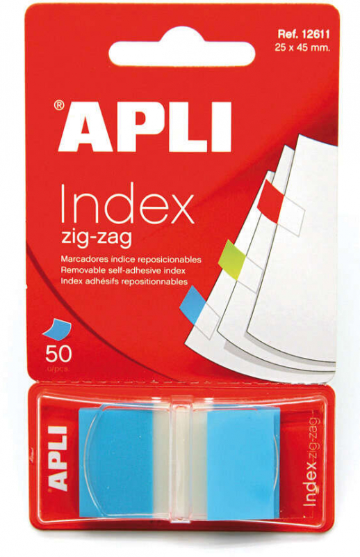 Apli Indices Adhesivos Film Zigzag 45x25mm Dispensador de 50 marcadores