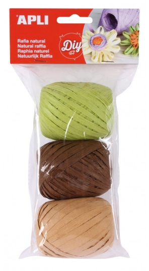 Apli Pack de 3 Ovillos de Rafia Natural - Tonos Nature
