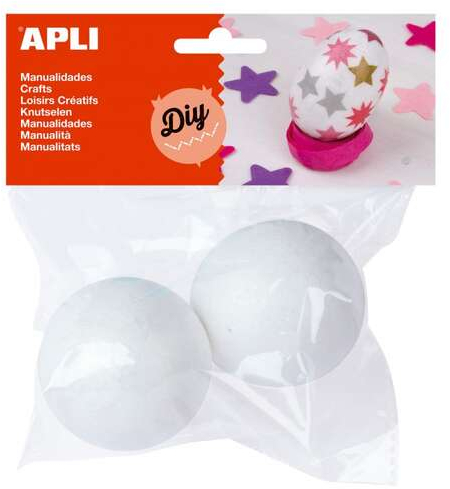 Apli Pack de 2 Bolas de Porexpan Diametro 70 mm - Blanco