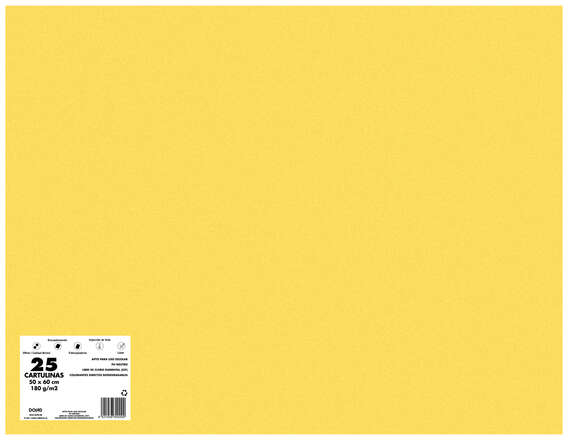 PACK 25 Cartulinas 50x65 cm 180gr AMARILLO ORO. 