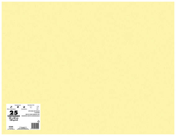 PACK 25 Cartulinas 50x65 cm 180gr AMARILLO. 