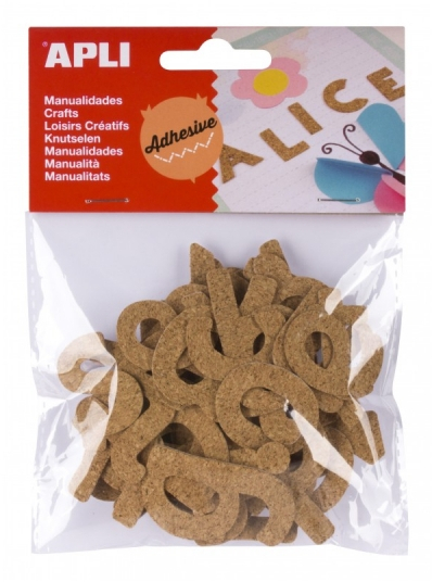 Apli Pack de 52 Letras de Corcho Adhesivas - Scrapbooking - Marron