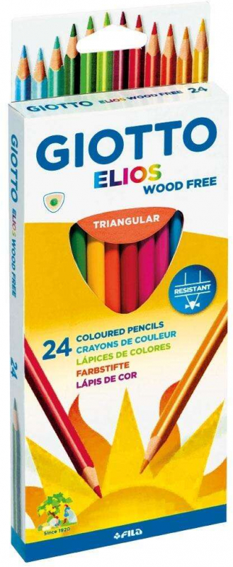 Giotto Elios Giant Wood Free Pack de 24 Lapices Triangulares de Colores
