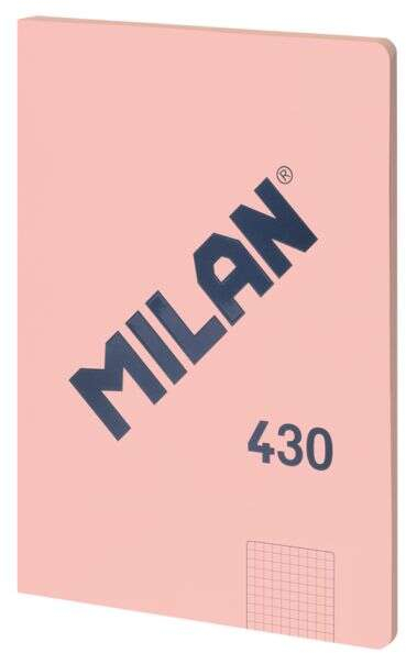 Milan Serie 1918 Libreta Encolada Formato A4 Cuadricula 5x5mm - 48 Hojas de 95 gr/m2 - Microperforado - Tapa Blanda - Rosa