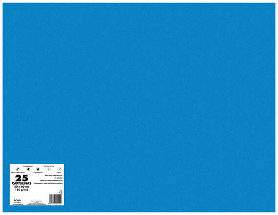 PACK 25 Cartulinas 50x65 cm 180gr AZUL BERMUDAS