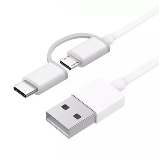 Xiaomi Cable USB-A a MicroUSB con Adaptador a USB-C - 1m - Blanco