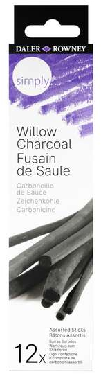 Daler Rowney Simply Charcoal Pack de 12 Carboncillos de Sauce
