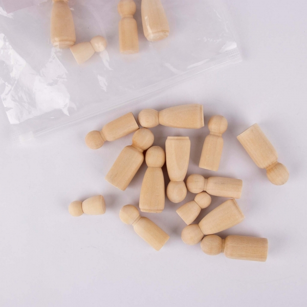 Imagen extra Apli Muñecos de Madera Surtidos - Formato MAXI - 48 Unidades - 4 formatos Diferentes - Madera Natural