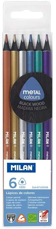 Milan Pack de 6 Lapices Triangulares de Colores Metalizados