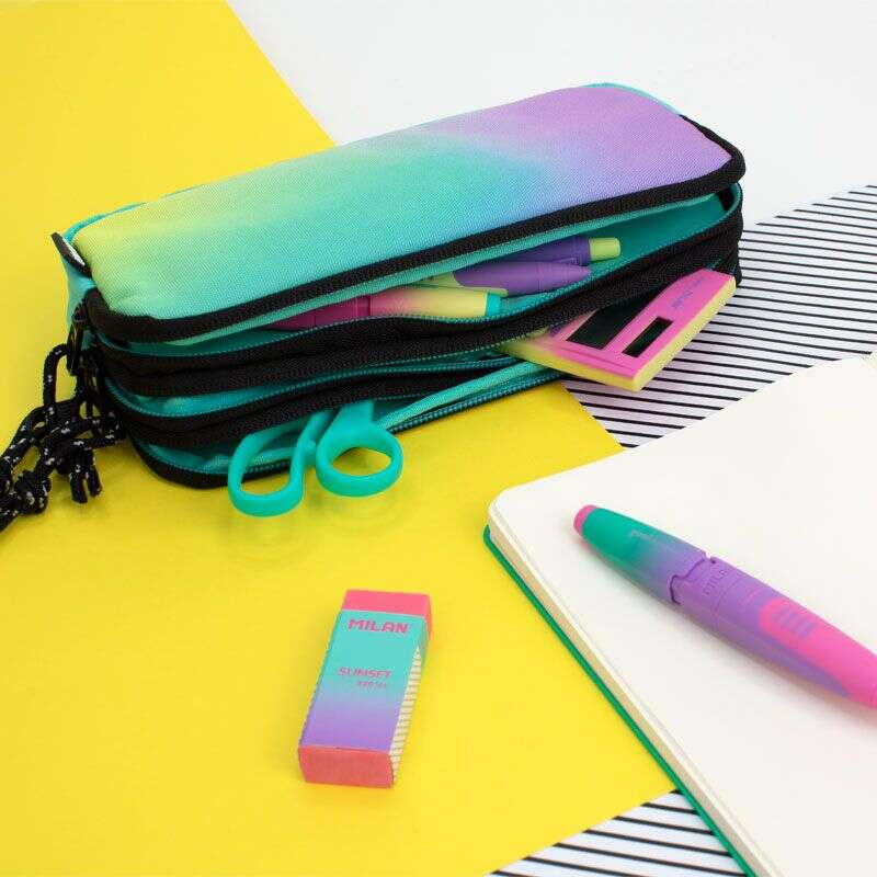 Imagen extra Milan Sunset Estuche Portatodo 3 Compartimentos - 22x11x6.5cm - Turquesa