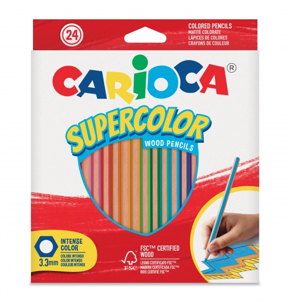 Carioca Supercolor Pack de 24 Lapices de Madera - Hexagonales