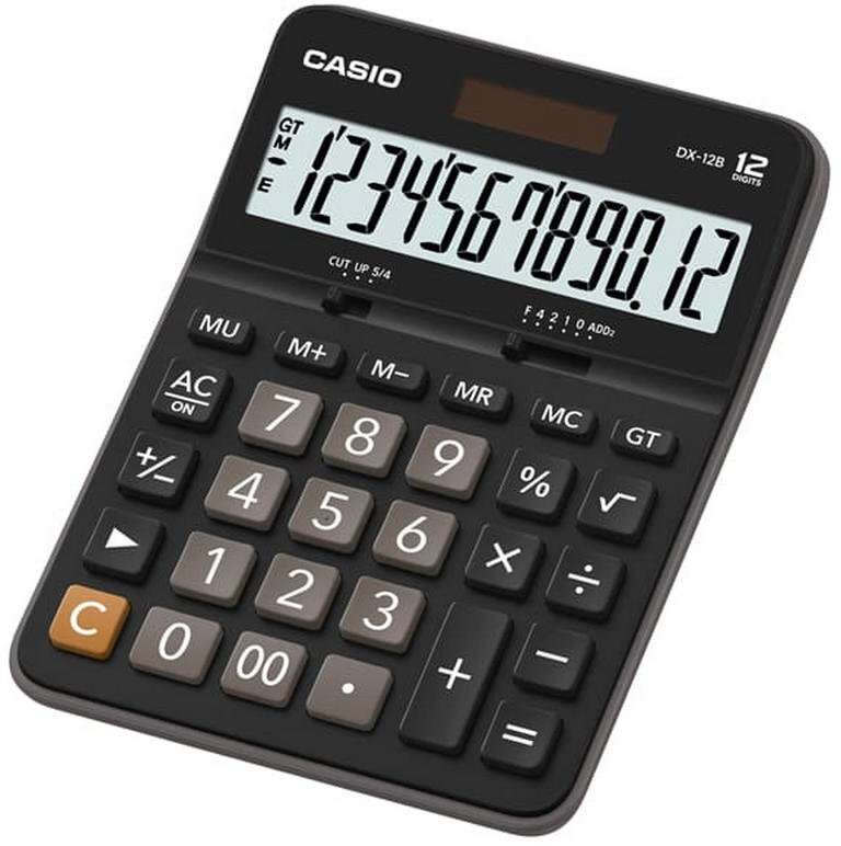 Casio DX-12B Calculadora de Escritorio - Pantalla Extragrande LCD de 12 Digitos - Negro