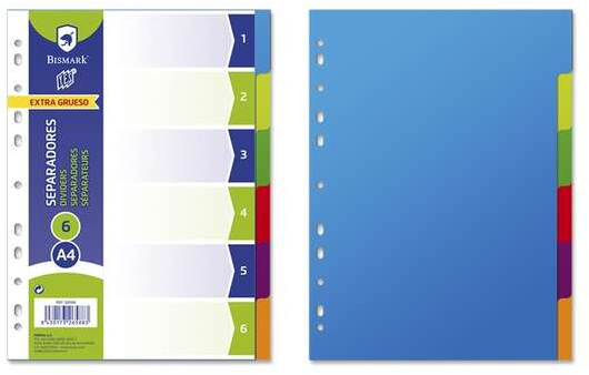 Bismark Pack de 6 Separadores A4 Plastico - Extragruesos