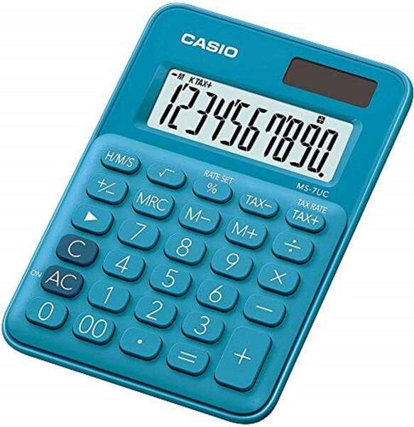 Casio MS-7UC Calculadora de Escritorio - 10 Digitos - Azul  (10x15cm aprox)