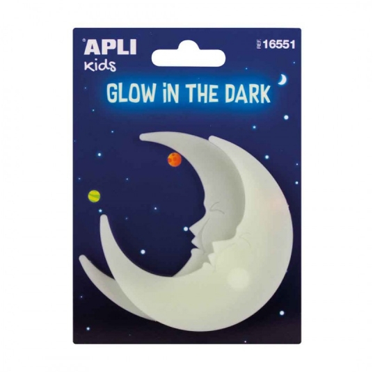 Apli Lunas Luminiscentes 3D - Plastico Solido - Brillan en la Oscuridad - Adhesivo Permanente - 