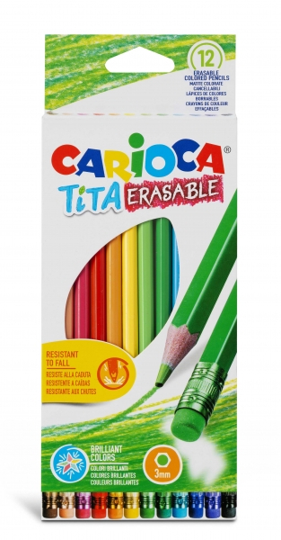 Carioca Tita Pack de 12 Lapices Borrables de Resina - Hexagonales