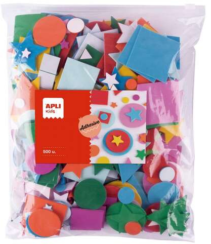 Apli Kids Bolsa de 500 Formas de Goma EVA - Formas, Tamaños y Colores Surtidos