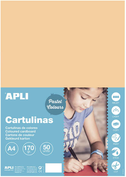 PACK 50 Cartulinas A4 Apli de 170g - Salmon
