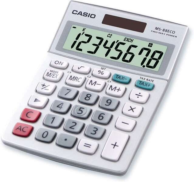 Casio MS88ECO Calculadora de Escritorio Financiera - 8 Digitos. Gris